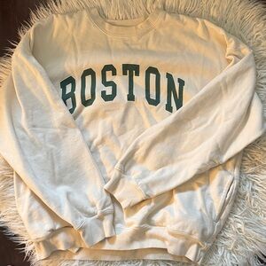 Brandy Melville Cream Boston Crewneck Sweater